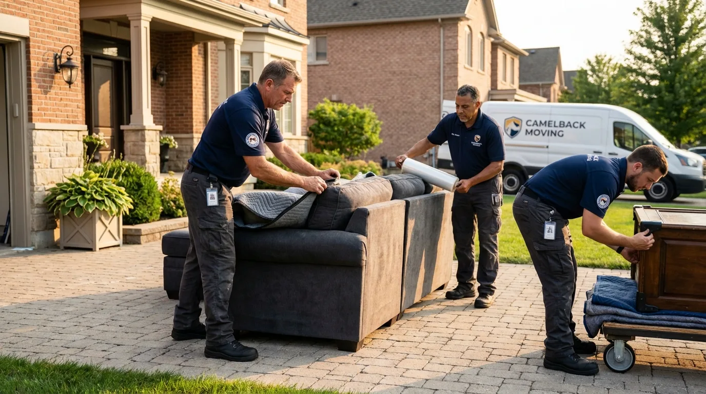 Large estate moving crew wrapping furniture in Marrero, LA